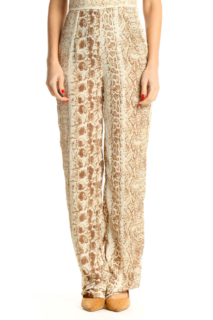 Beige Animal Print Pants