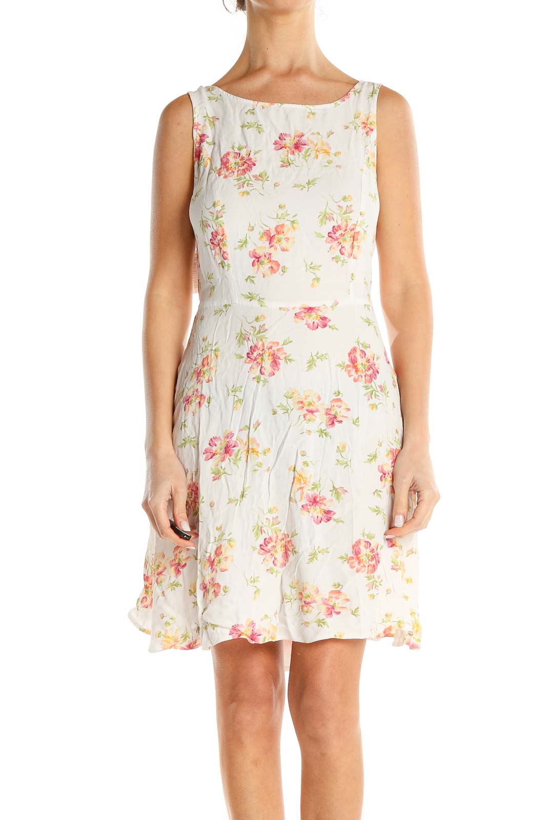 White Floral Print Mini Dress