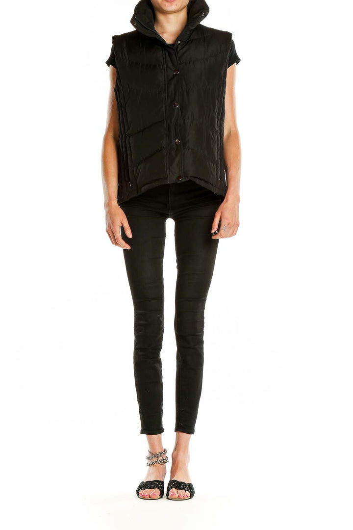 Front view of black quilted puffer vest by Kenneth Cole Reaction