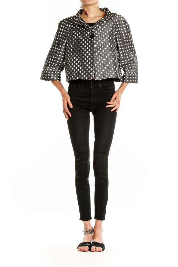 Gray Embroidered Cape Jacket