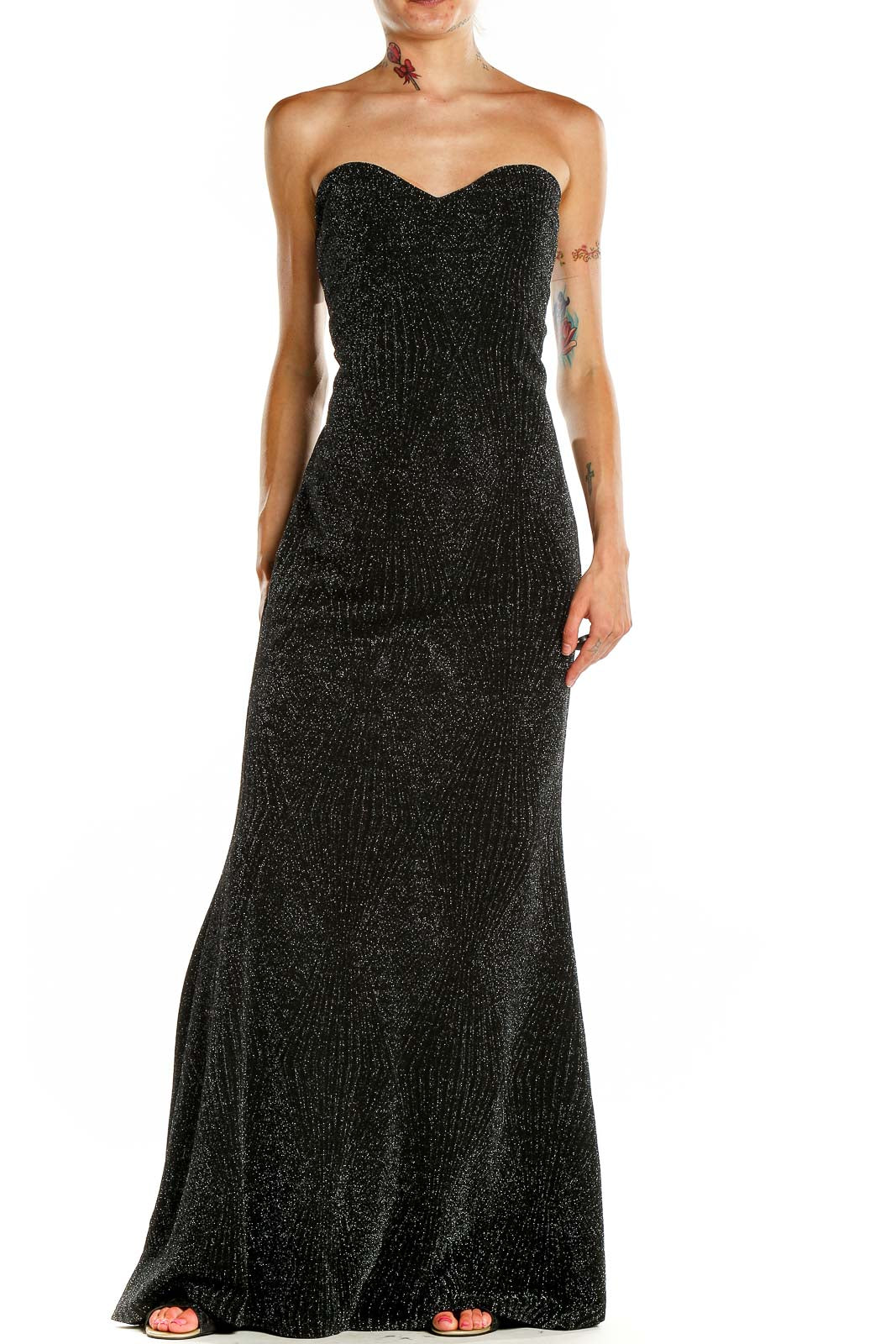 strapless black sequin prom dress Trixxi Clothing Company Black Sparkly Strapless Mermaid Gown – SilkRoll