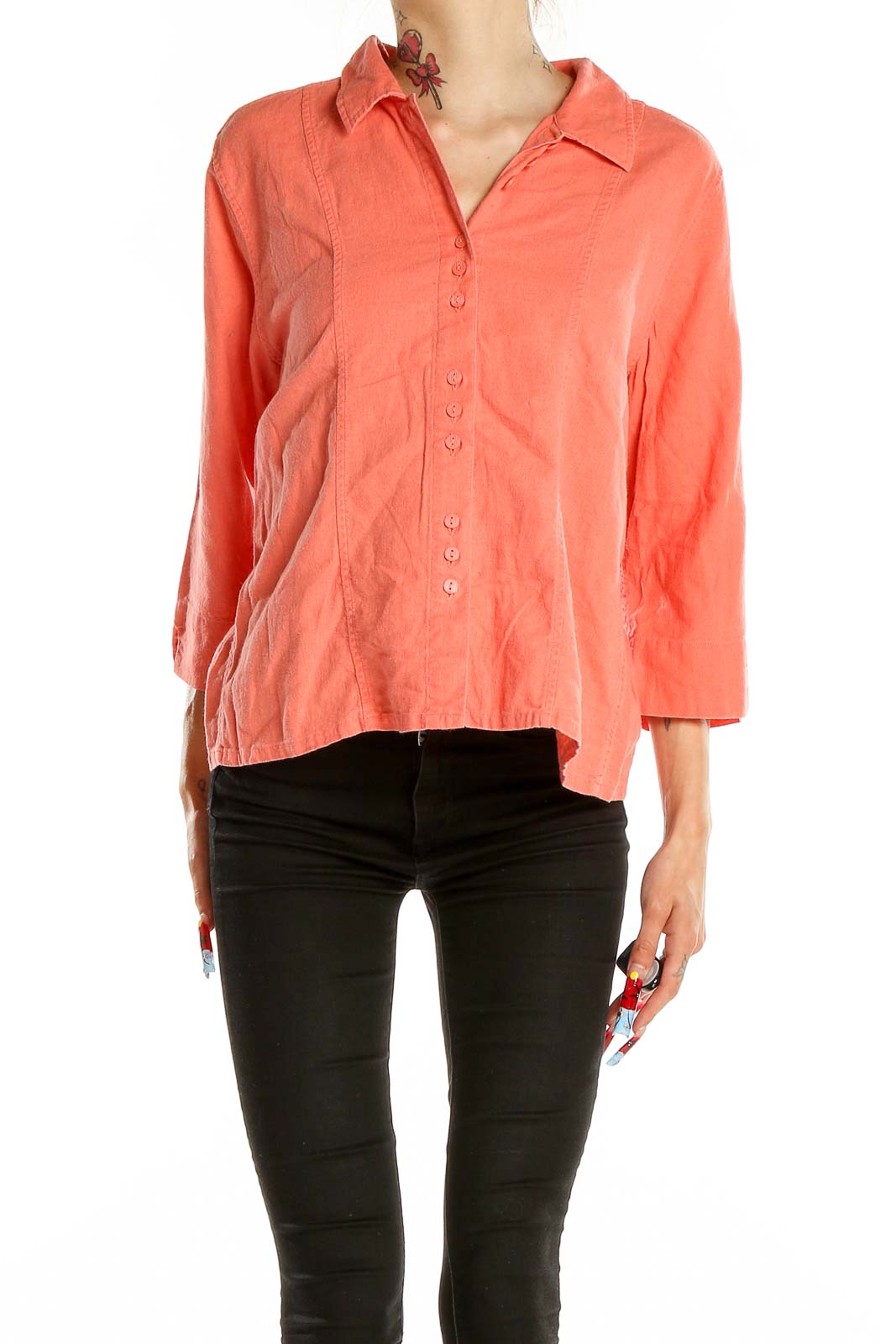 Coral Button-Down Collared Shirt