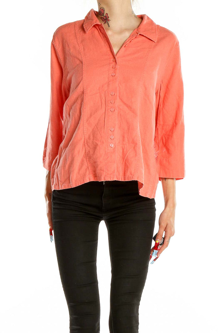 Coral Button-Down Collared Shirt