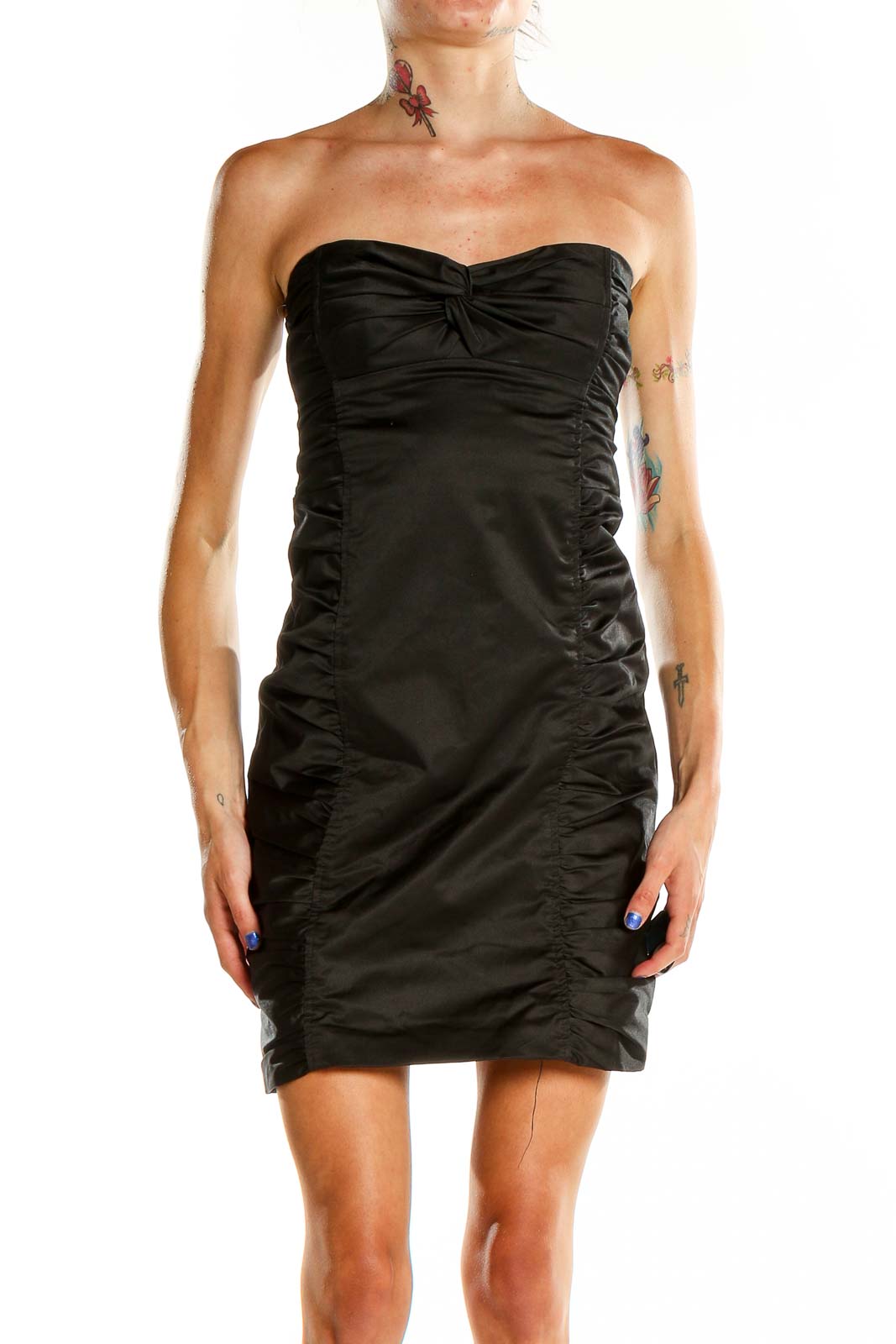 nanette lepore dresses Nanette Lepore Black Strapless Ruched Mini Dress