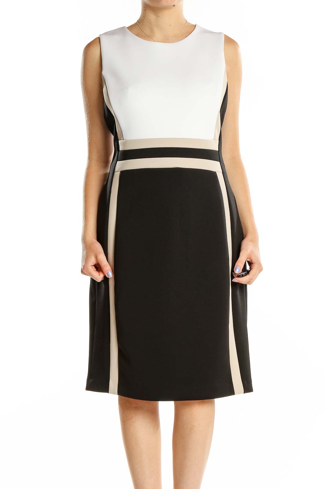 Calvin Klein Black & White Color Block Sheath Dress