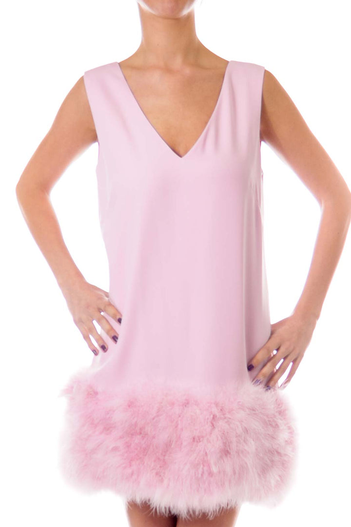 Pink Faux Fur Shift Dress