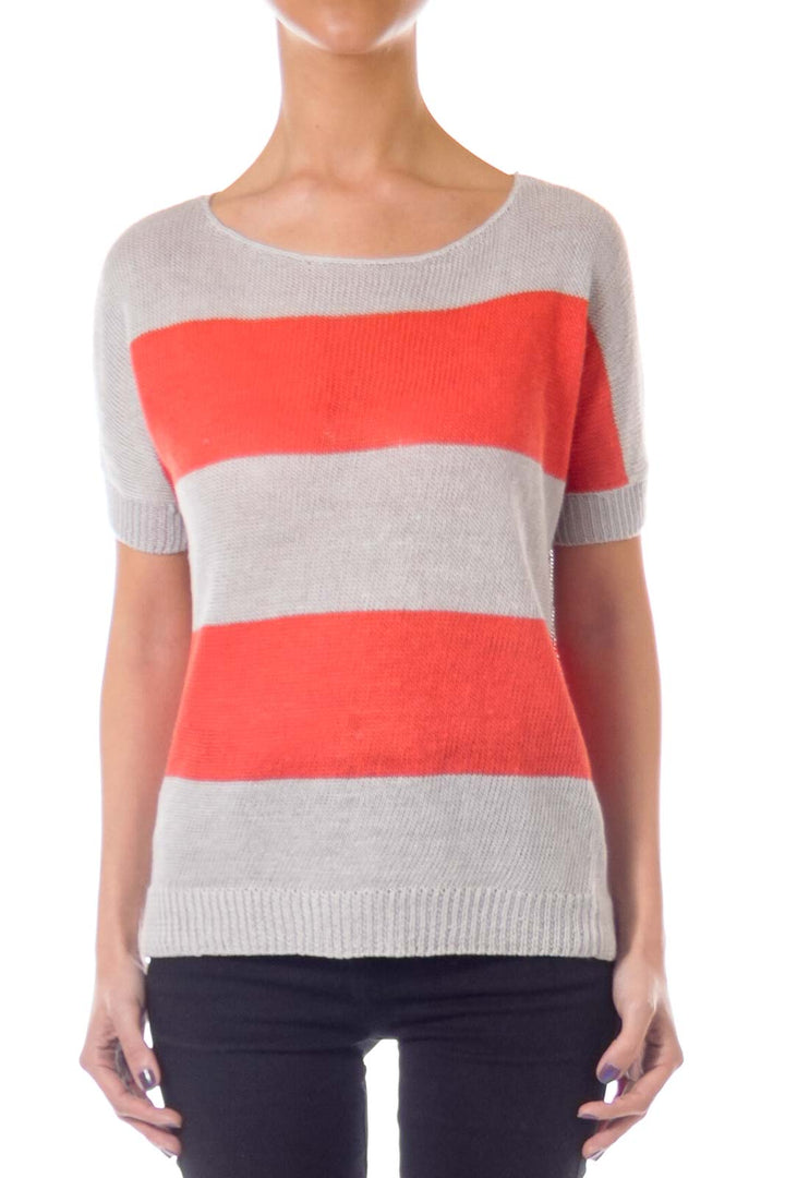 Gray & Orange Stripe Sweater