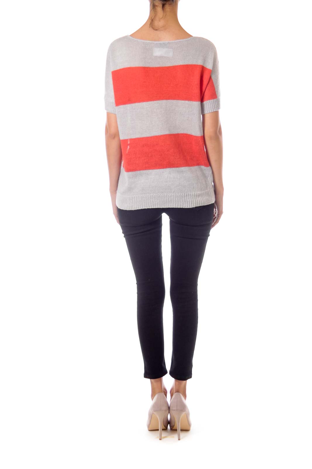 Gray & Orange Stripe Sweater