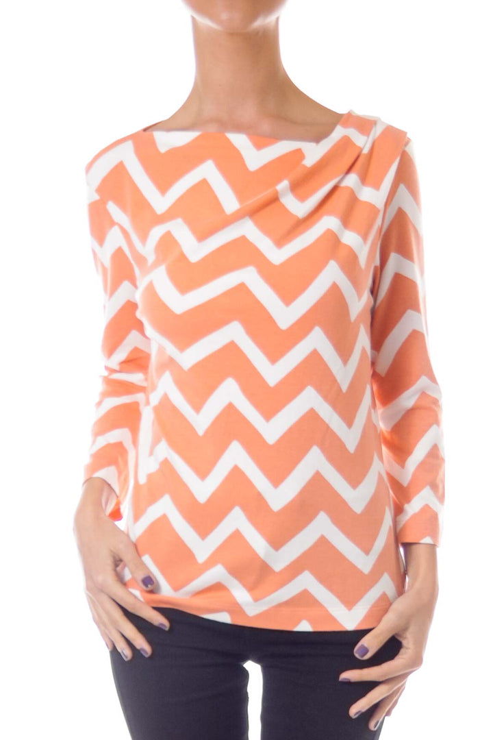 Orange & White Zig Zag Top