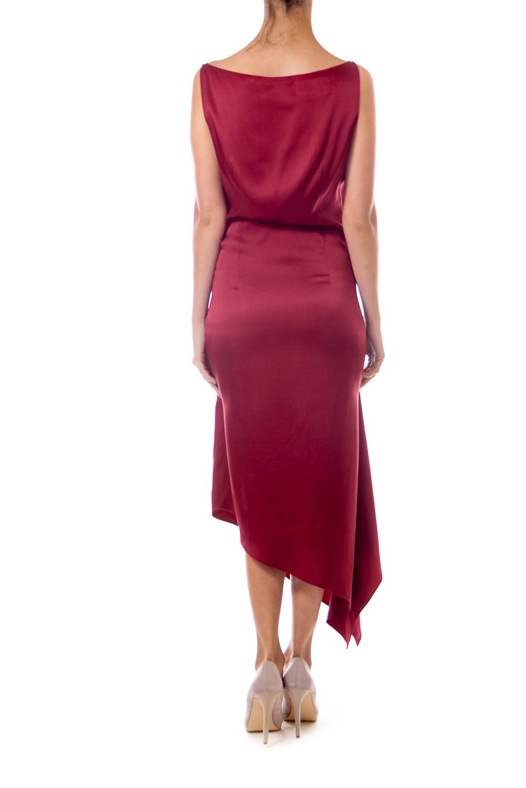 Maroon Silk Asymmetric Dress