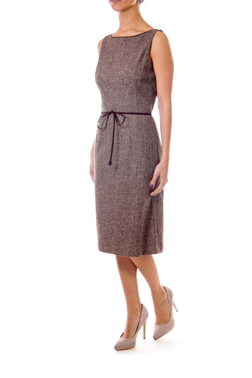 Brown Tweed Fitted Dress