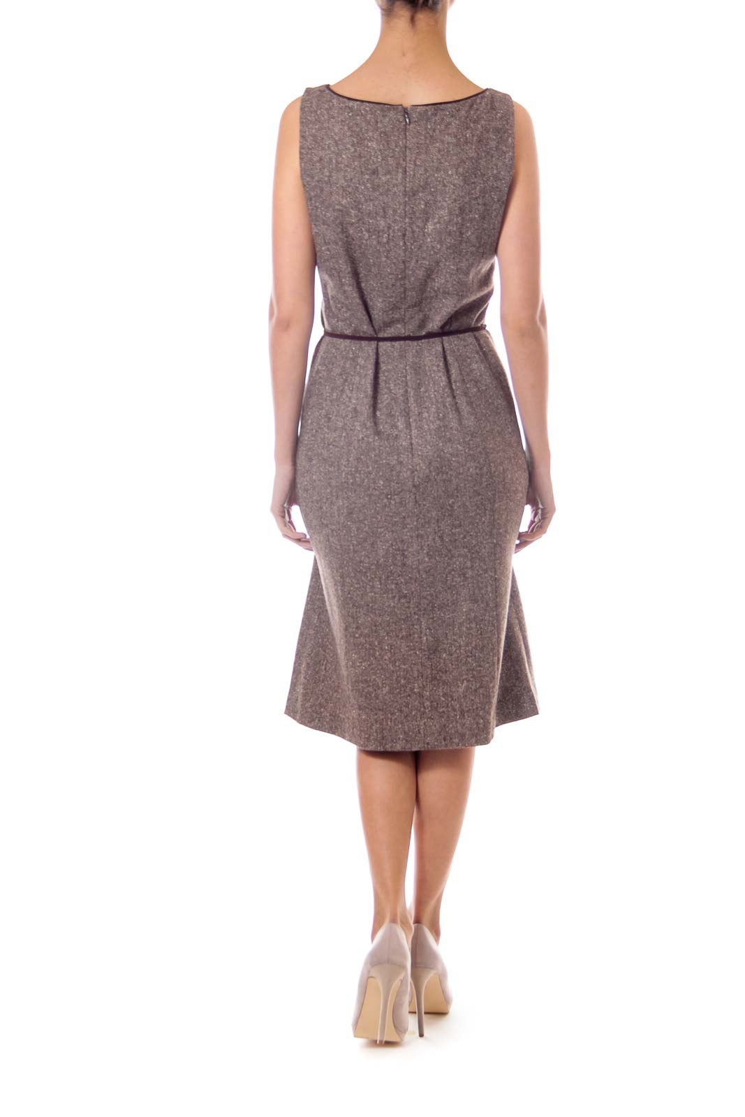 Brown Tweed Fitted Dress