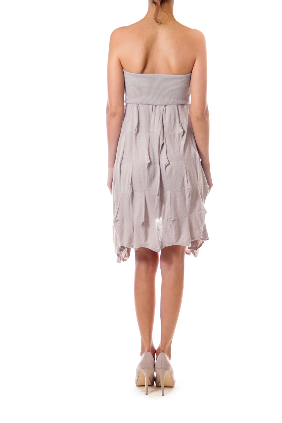 Biege Knit Strapless Dress