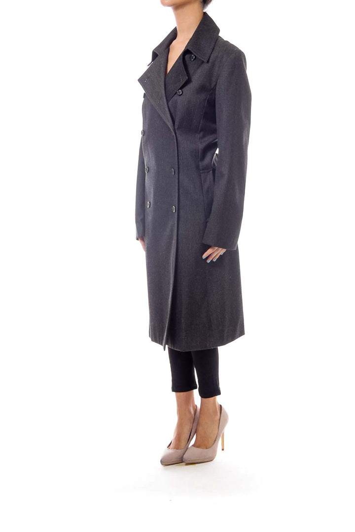 Gray Double Button Trench Coat