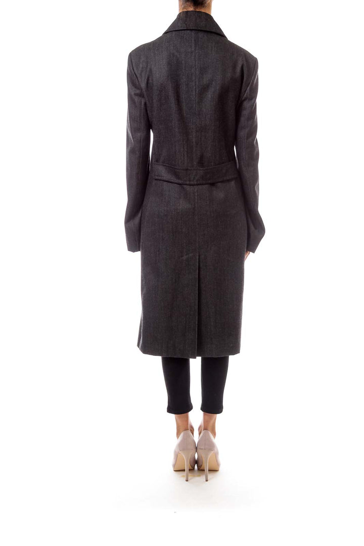 Gray Double Button Trench Coat