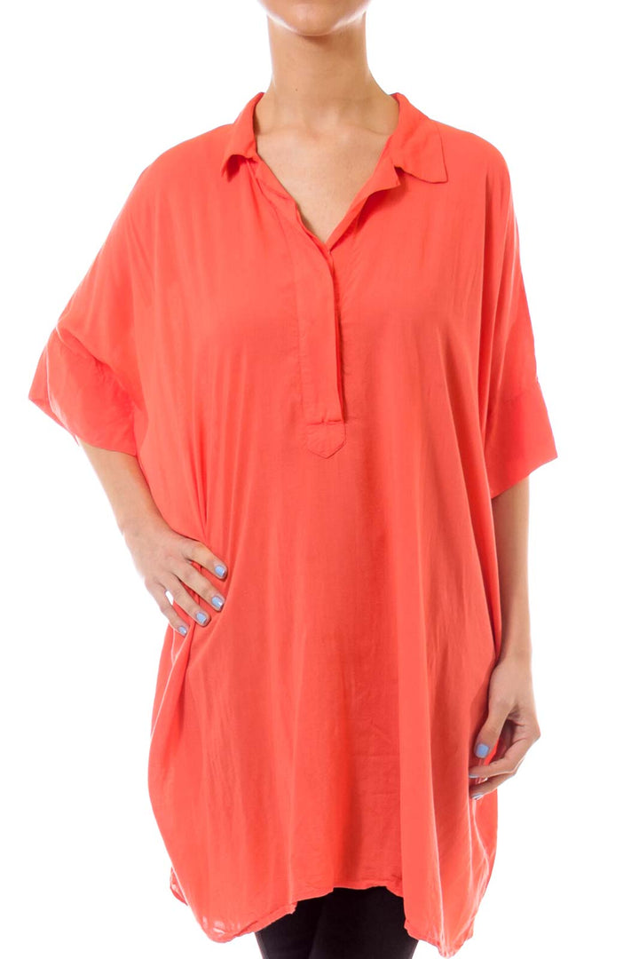 Orange Bat Sleeve Loose Fit Blouse