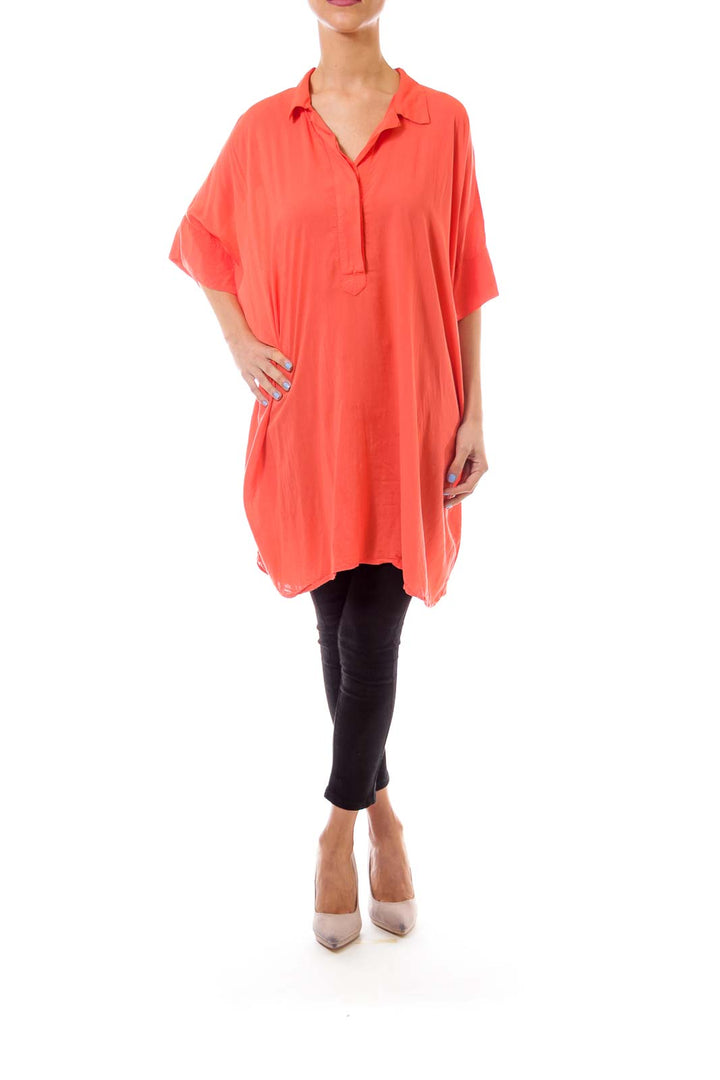 Orange Bat Sleeve Loose Fit Blouse