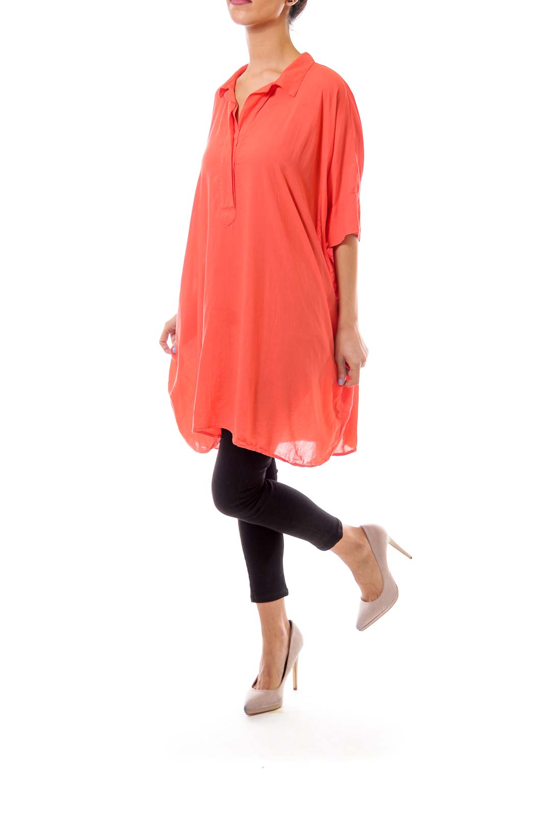 Orange Bat Sleeve Loose Fit Blouse