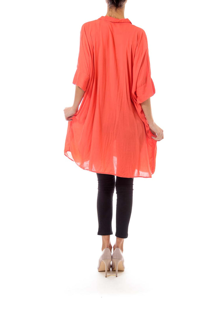 Orange Bat Sleeve Loose Fit Blouse