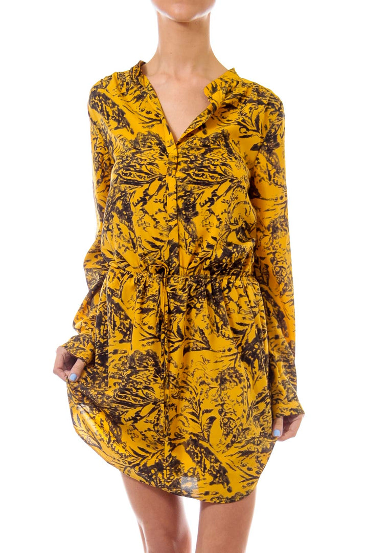 Mustard & Black Scrunch Waist Dress