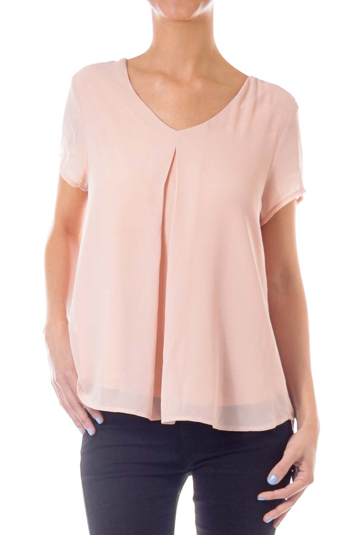 Peach V-neck Blouse