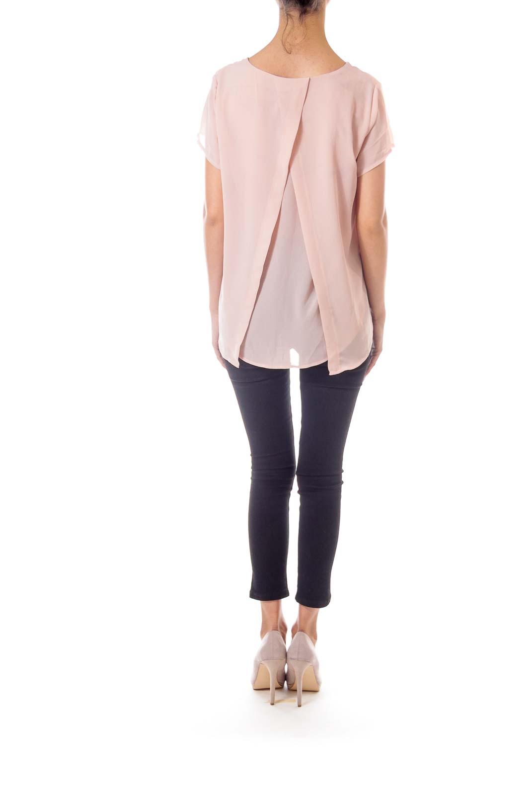 Peach V-neck Blouse