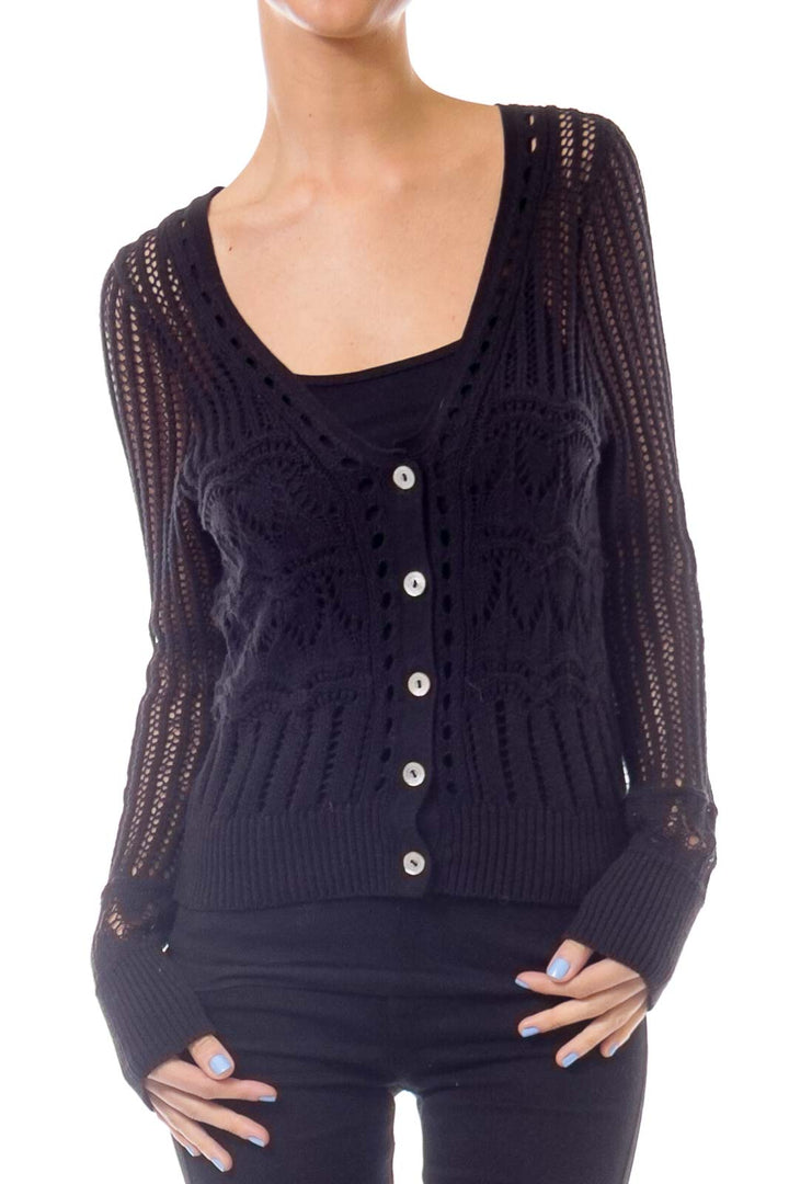 Black Net Cardigan