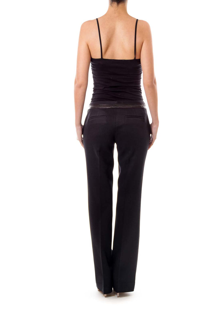 Black Leather Trim Pants