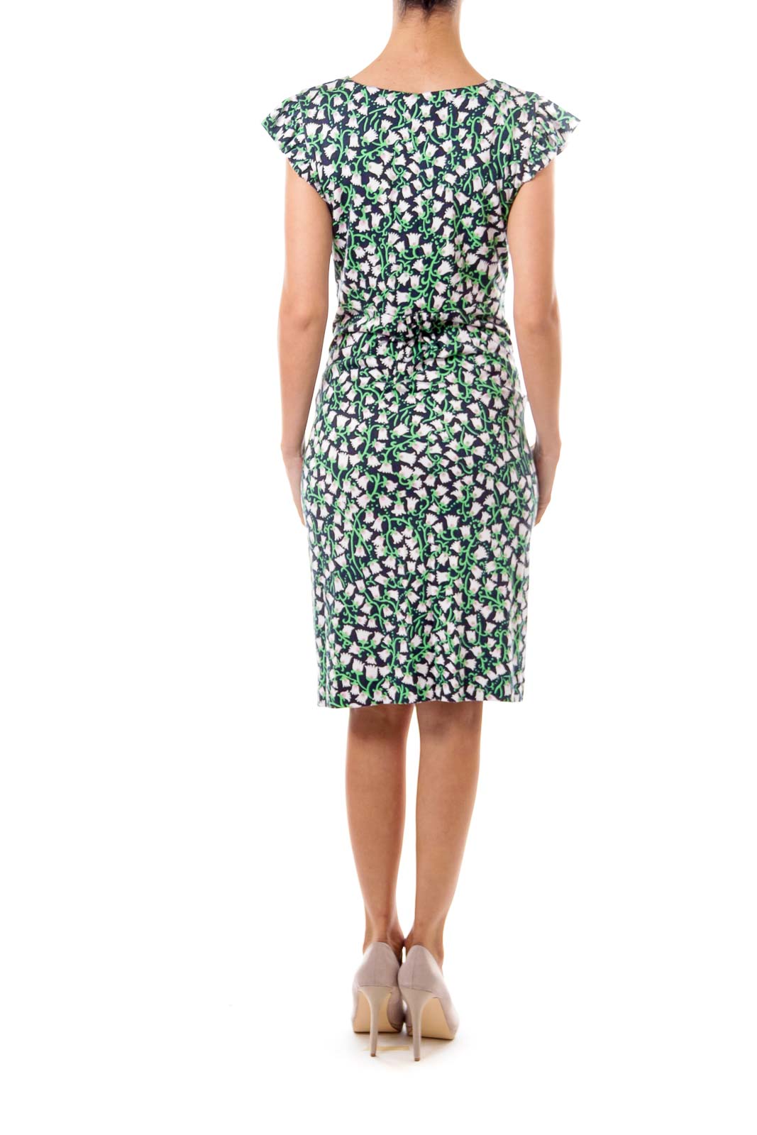 Navy Flower Pattern Empire Dress