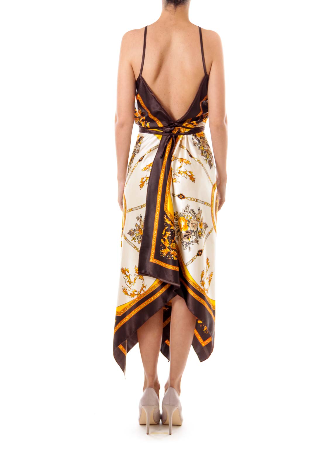 Brown and Beige Spaghetti Strap Tent Dress