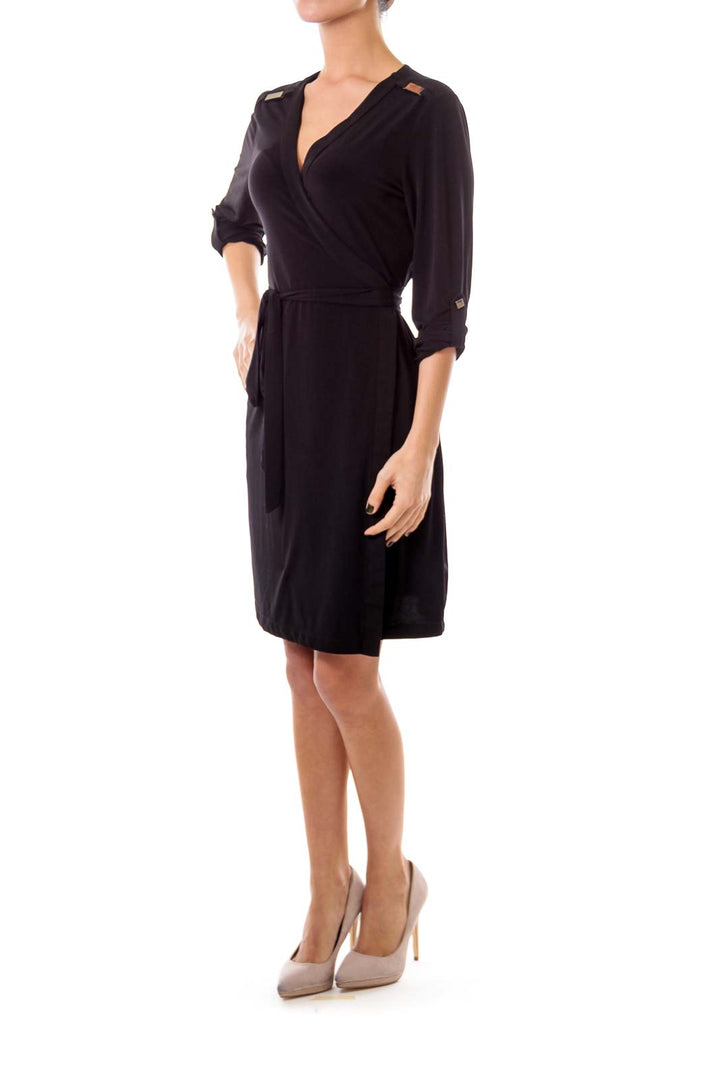 Black Jersey Wrap Dress