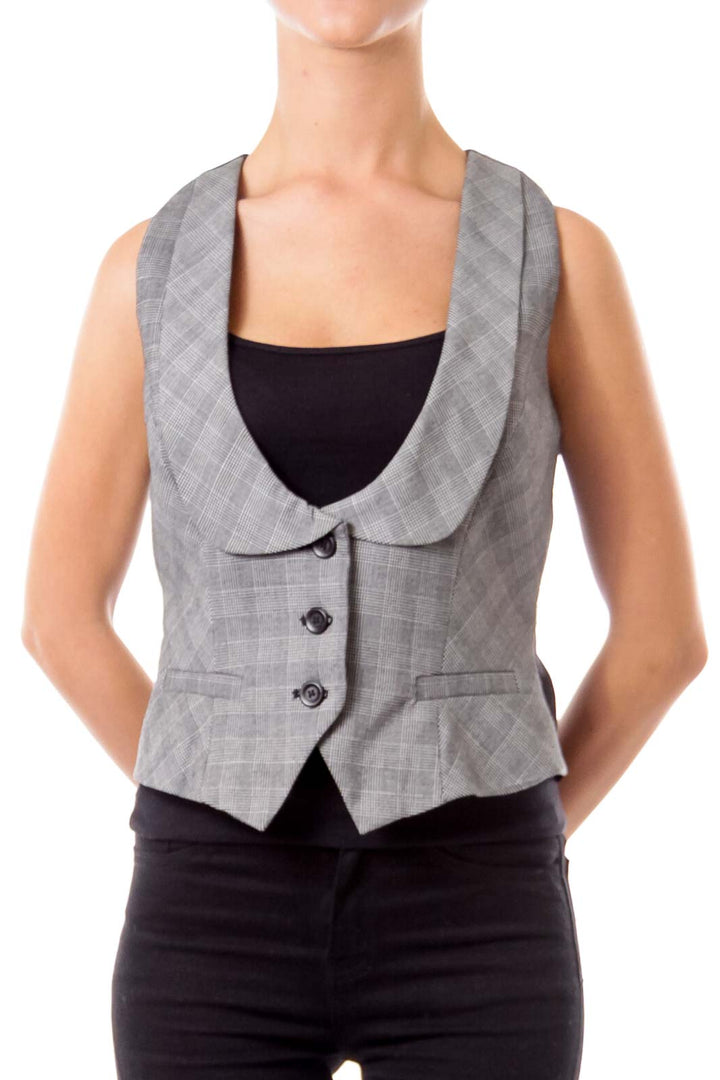 Gray Check Suit Vest