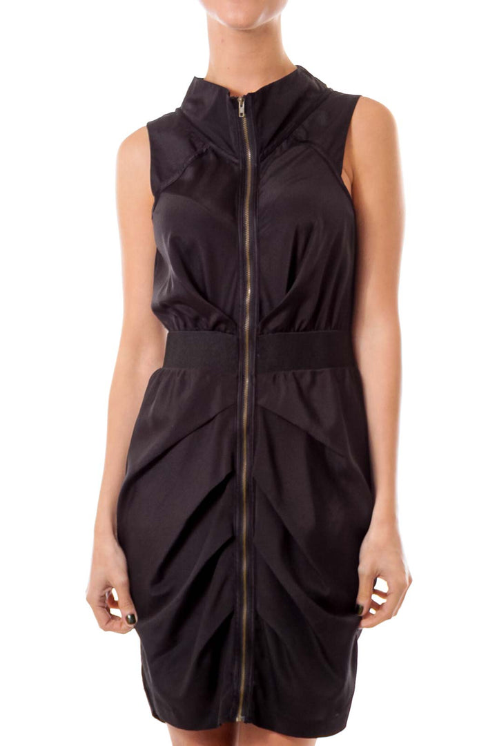 Black Zip Up Sheath Dress