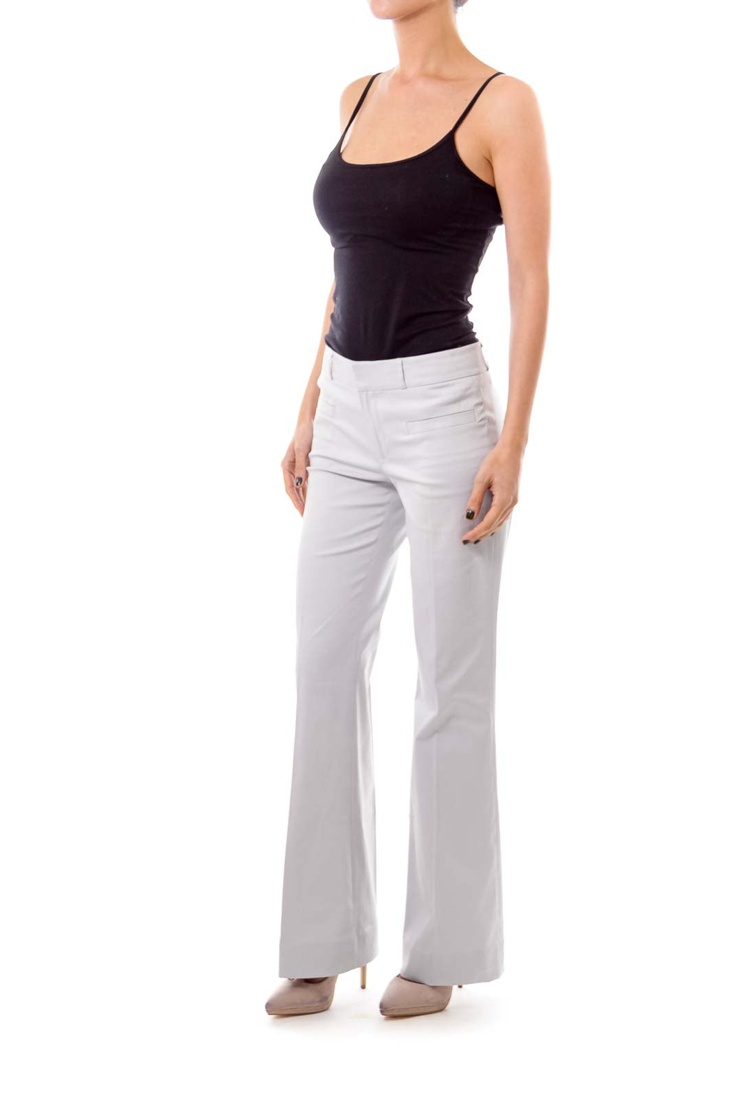 Light Gray Low Rise Straight Leg Trousers