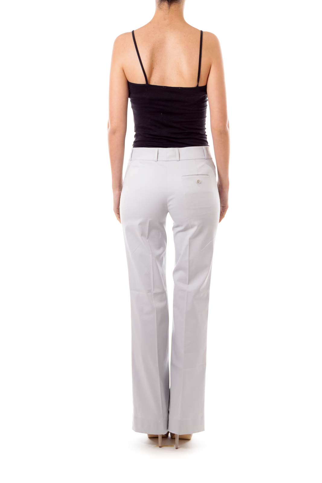 Light Gray Low Rise Straight Leg Trousers