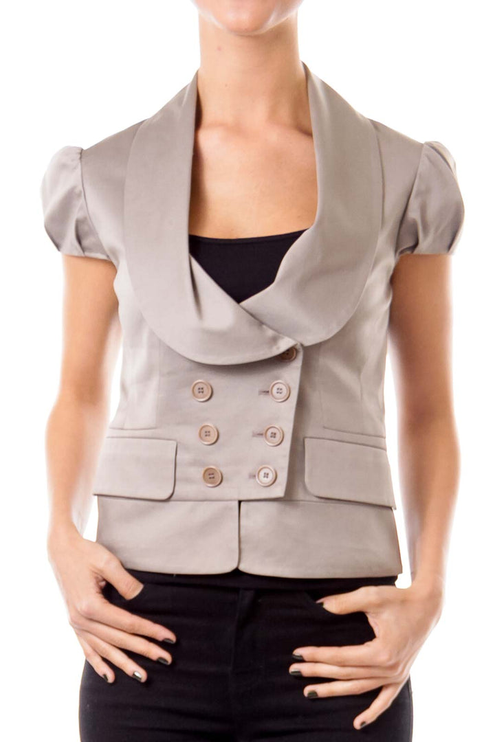 Taupe Short Sleeve Round Neck Jacket