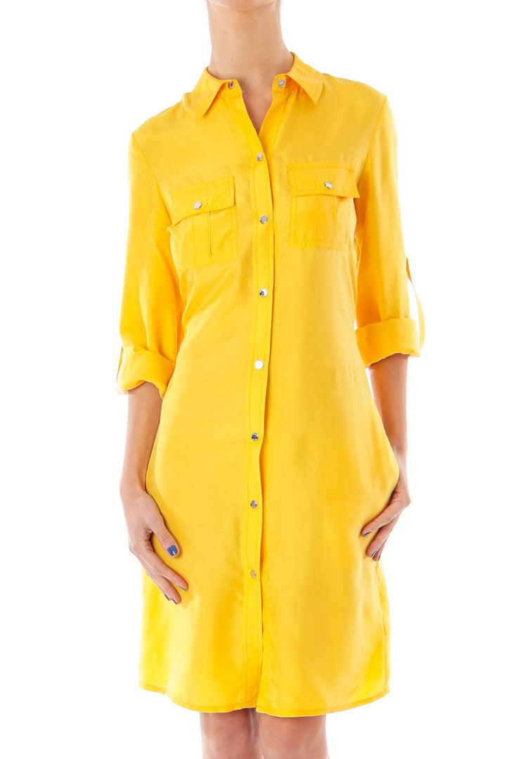 Yellow Silk Shirt Dress