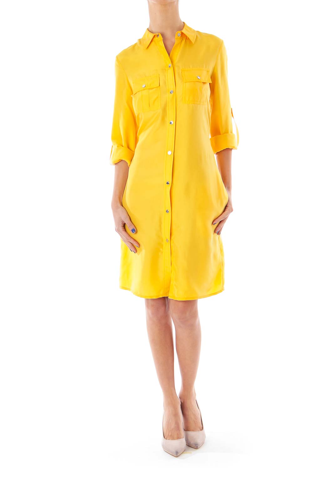 Yellow Silk Shirt Dress