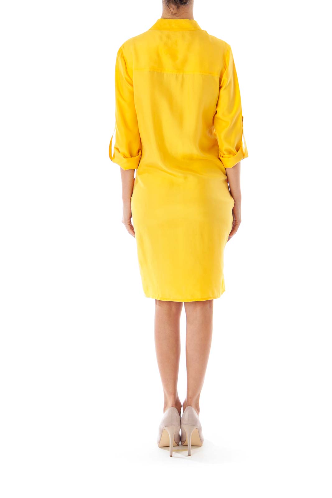 Yellow Silk Shirt Dress