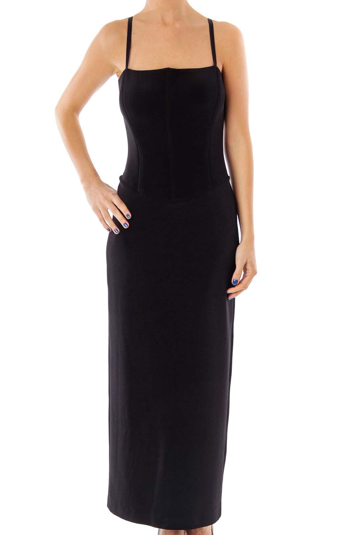 Black Open Back Evening Dress