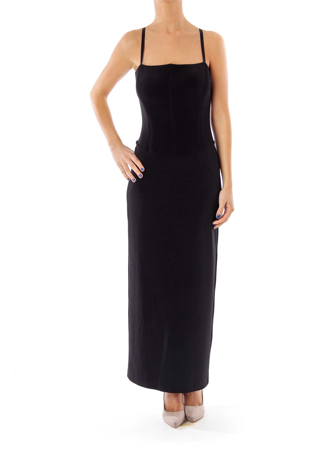 Black Open Back Evening Dress