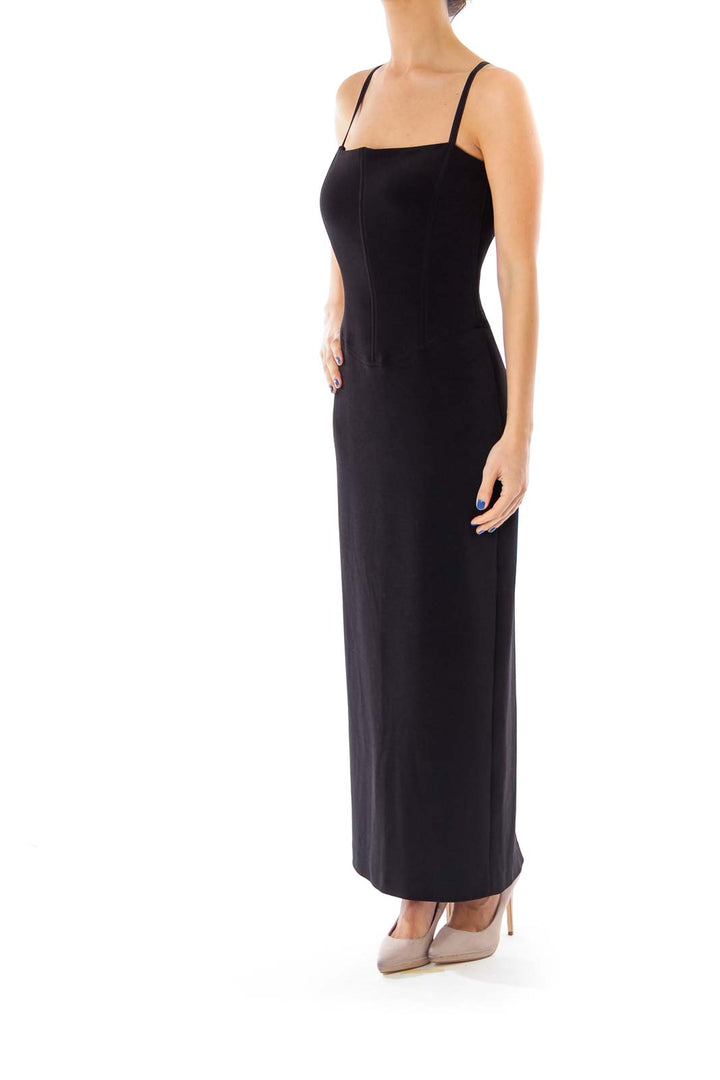 Black Open Back Evening Dress