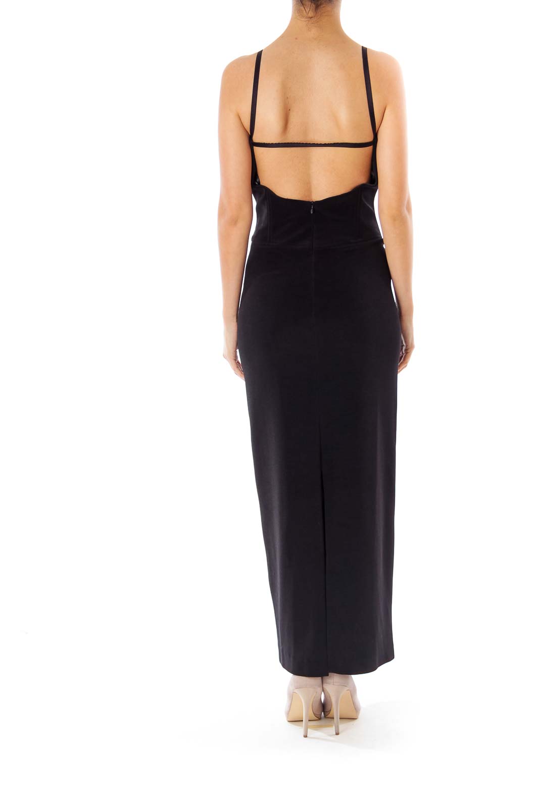 Black Open Back Evening Dress