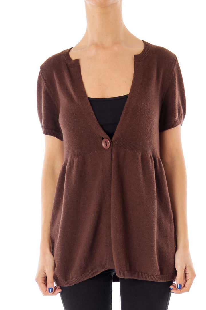 Brown One Button Cardigan