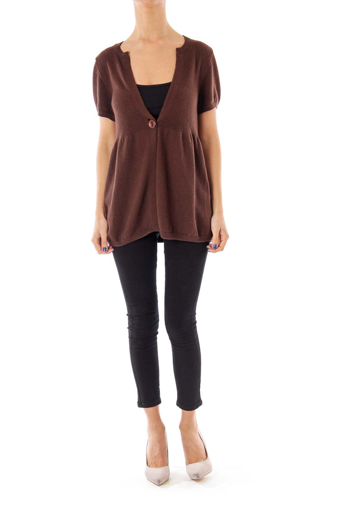 Brown One Button Cardigan