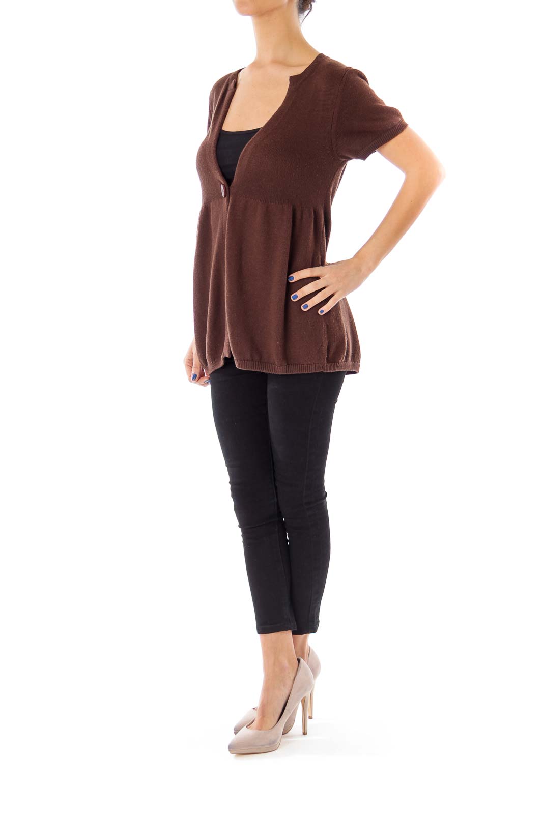 Brown One Button Cardigan