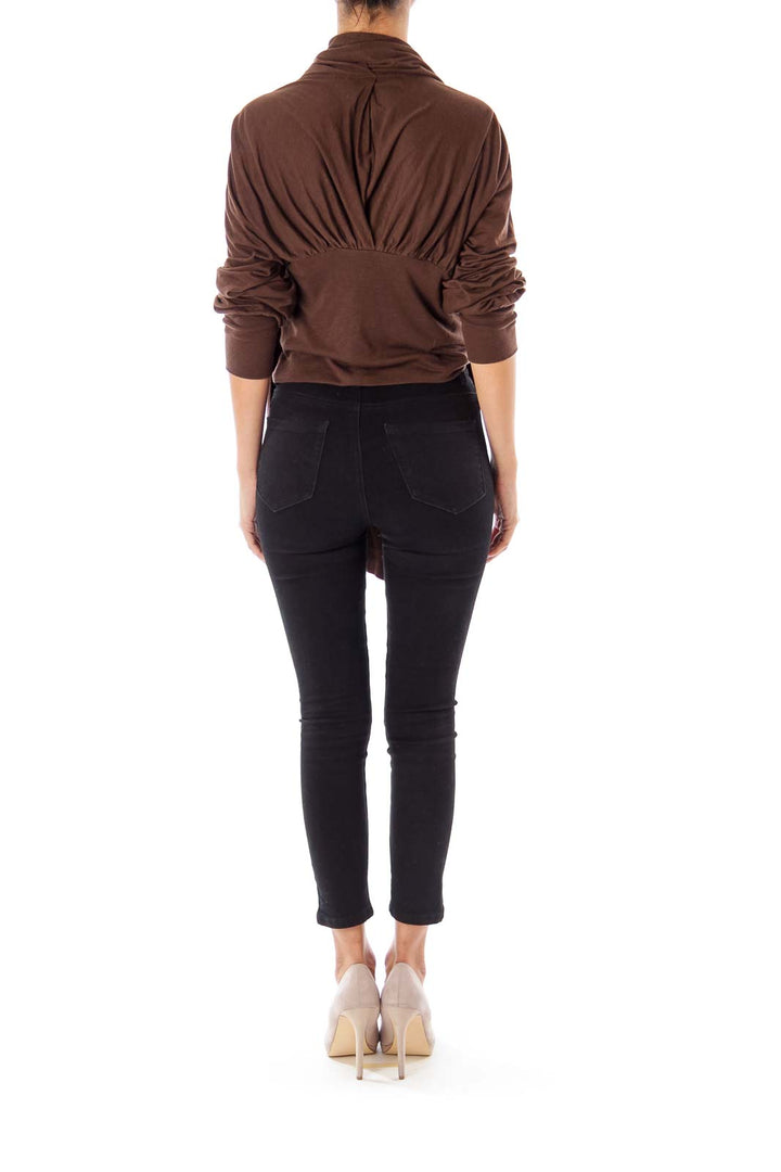 Brown Cropped Knit Sweater