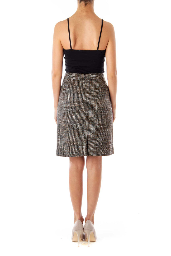 Brown Tweed Pencil Skirt