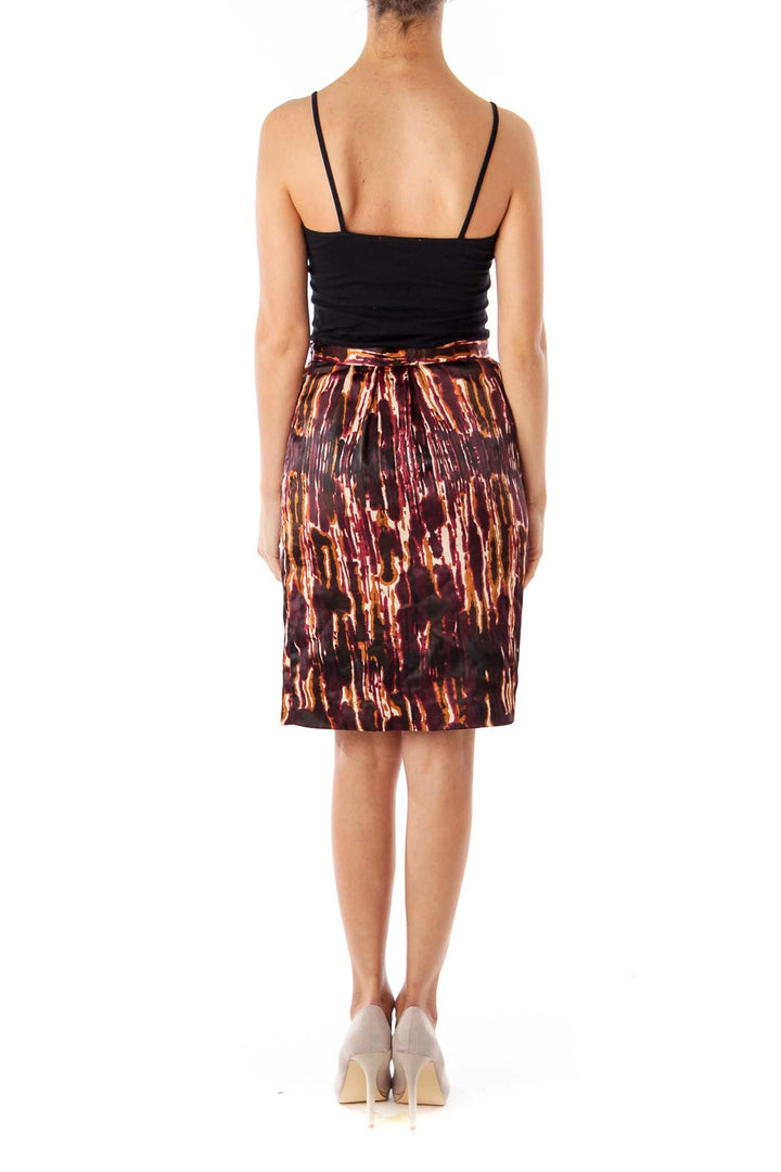 Brown & Red Dye Print Skirt