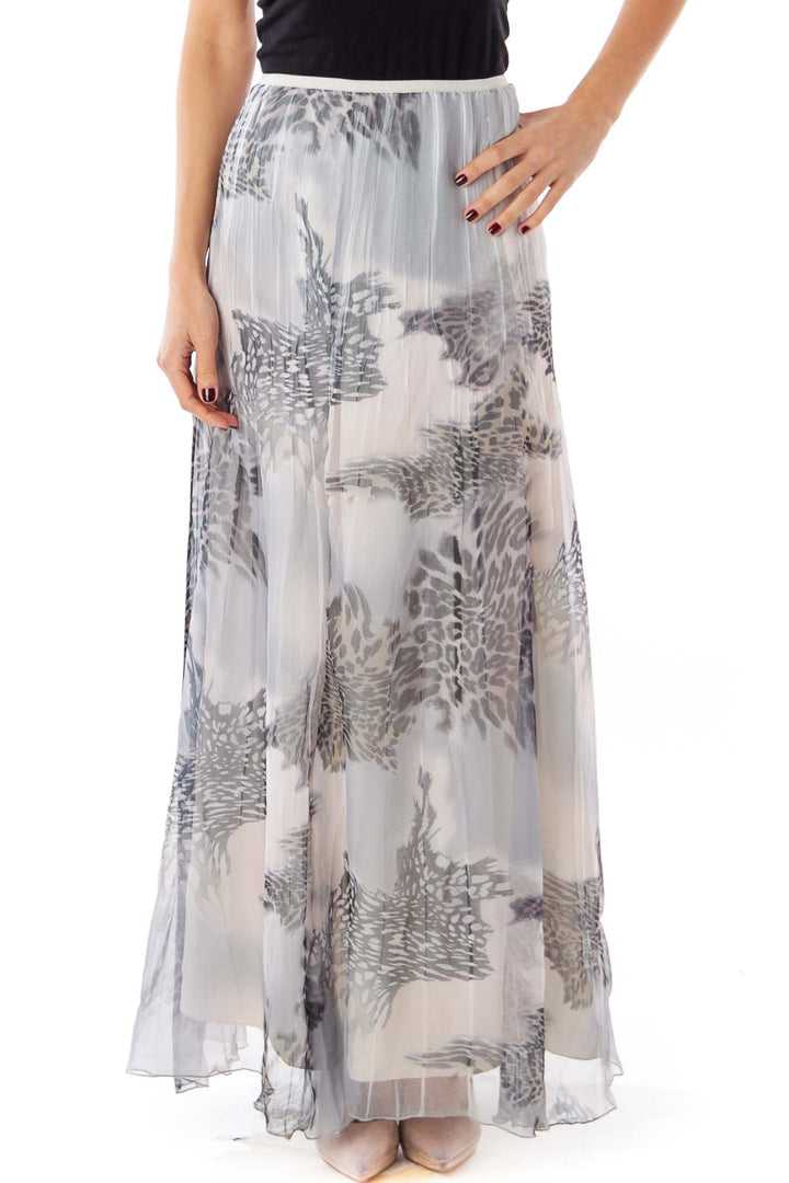 Black & White Chiffon Maxi Skirt